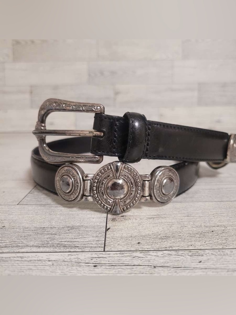 Women’s Fossil Western Black Leather Concho Cowgirl Y2K Belt Size M
